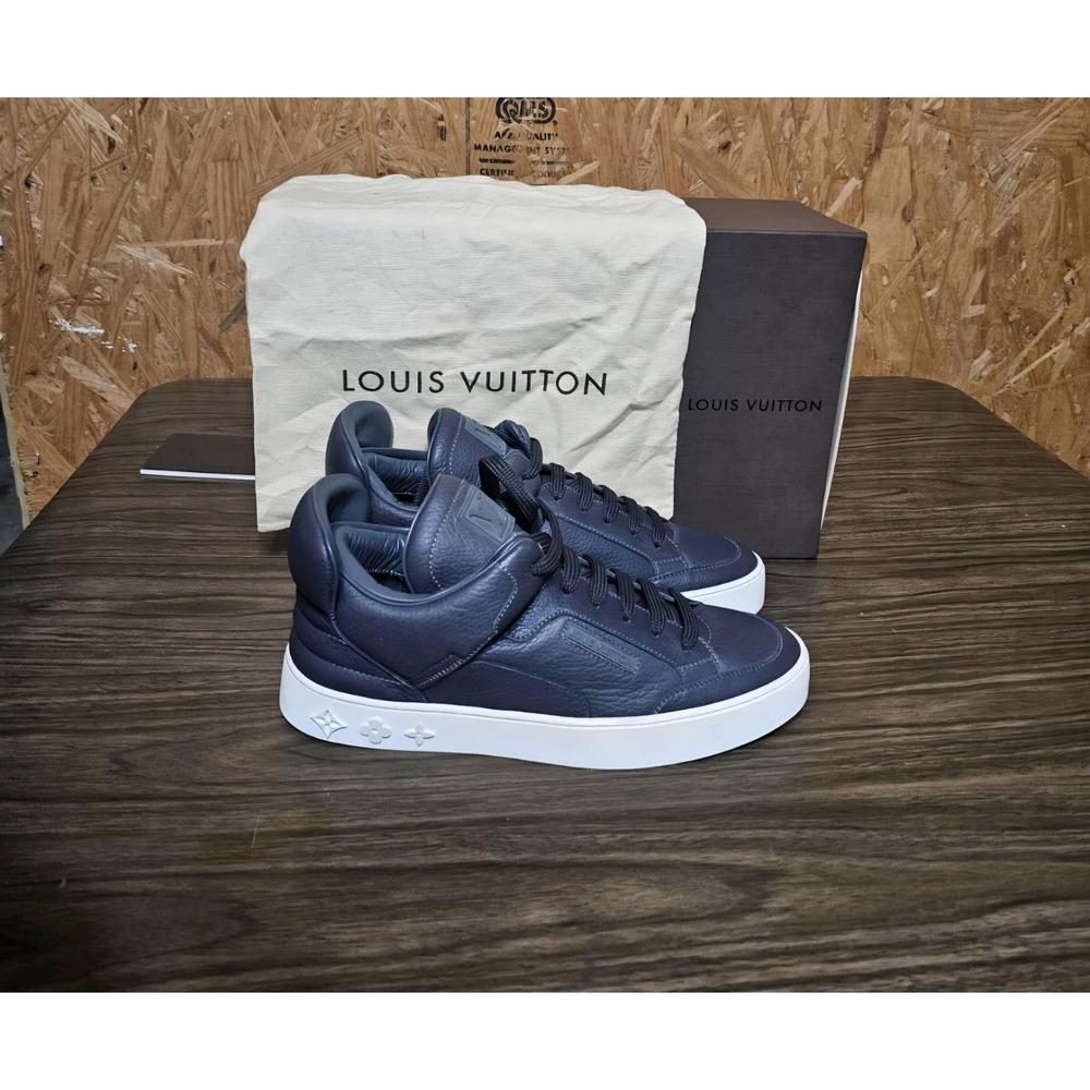 Louis Vuitton Kanye West High Top Sneakers Dark Gray Leather Size 5.5 - Picture 6 of 7